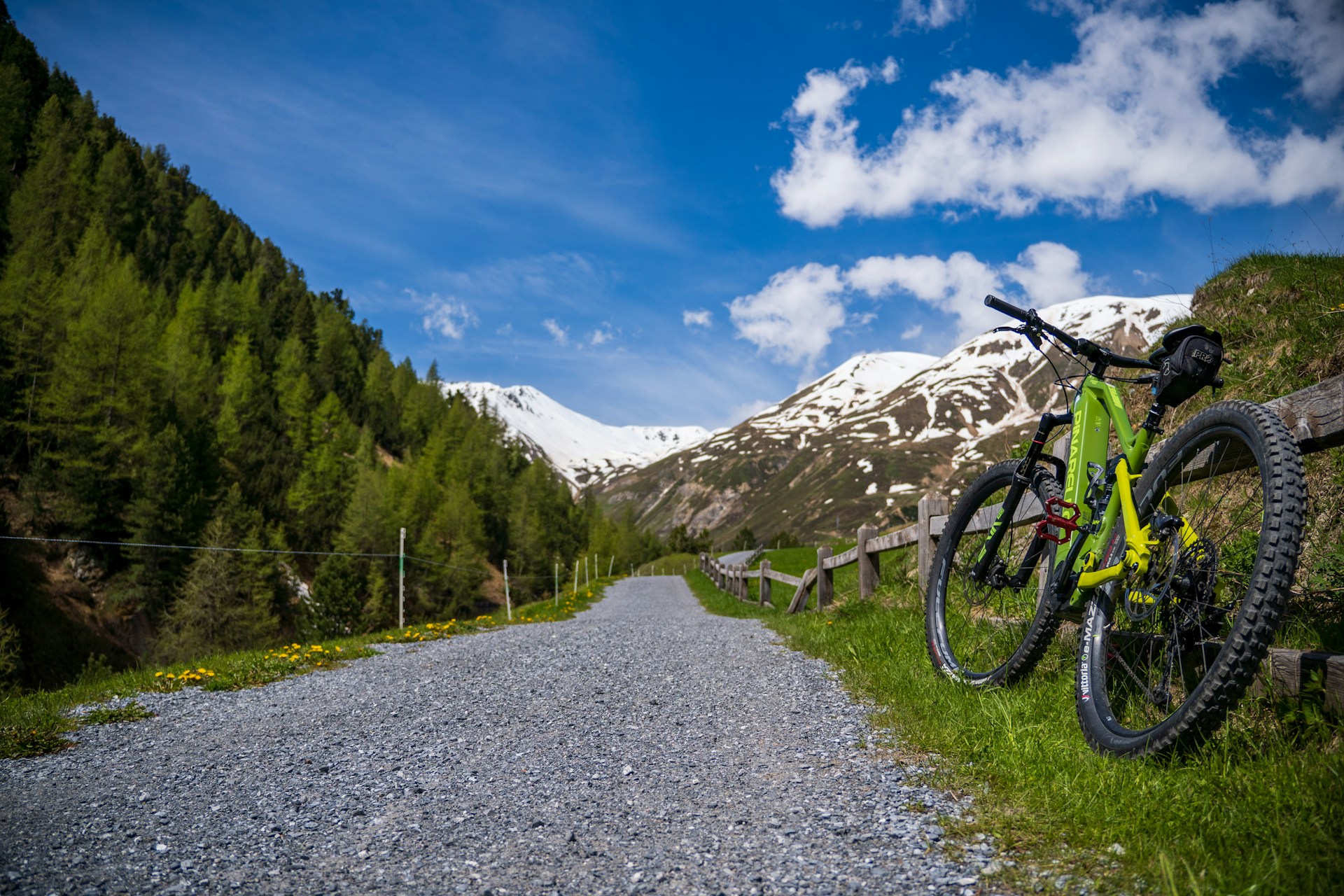 Electric mountain bike on trail showing suspension and motor placement